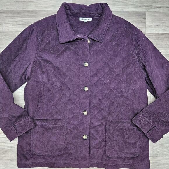 SERENGETI Womens Purple Corduroy Button Jacket Large - Picture 1 of 9